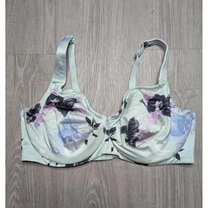 Cacique Bra Womens 42DD Multicolor Floral T-Shirt Underwire Lightly Lined